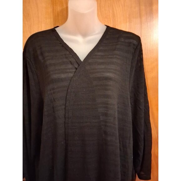 Catherines Womens Black Knit Cardigan Open Front Short Sleeve Black Top Size 3X - Picture 2 of 4